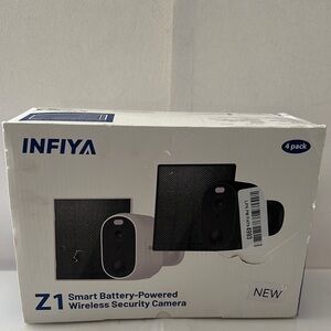New in Box INFIYA (4) Pack Smart Battery-Powered Wireless Security Cameras.